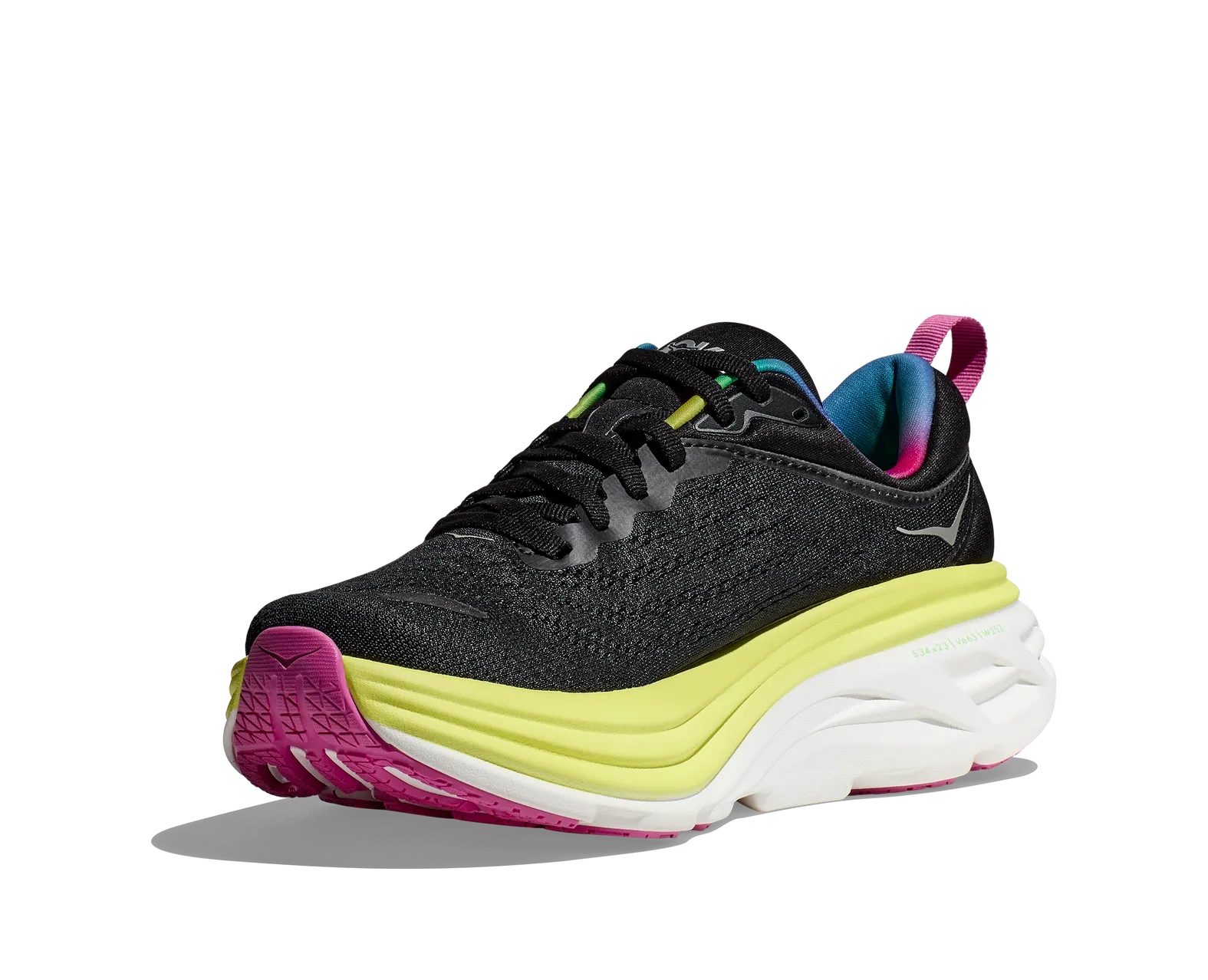 HOKA Women's BONDI 8 BLACK / CITRUS GLOW